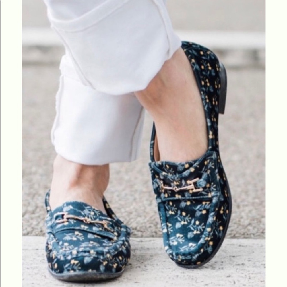 CAbi Floral Patterned Loafers in Blue